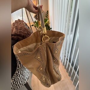 Yves Saint Laurent Camel Studded Shoulder Bag